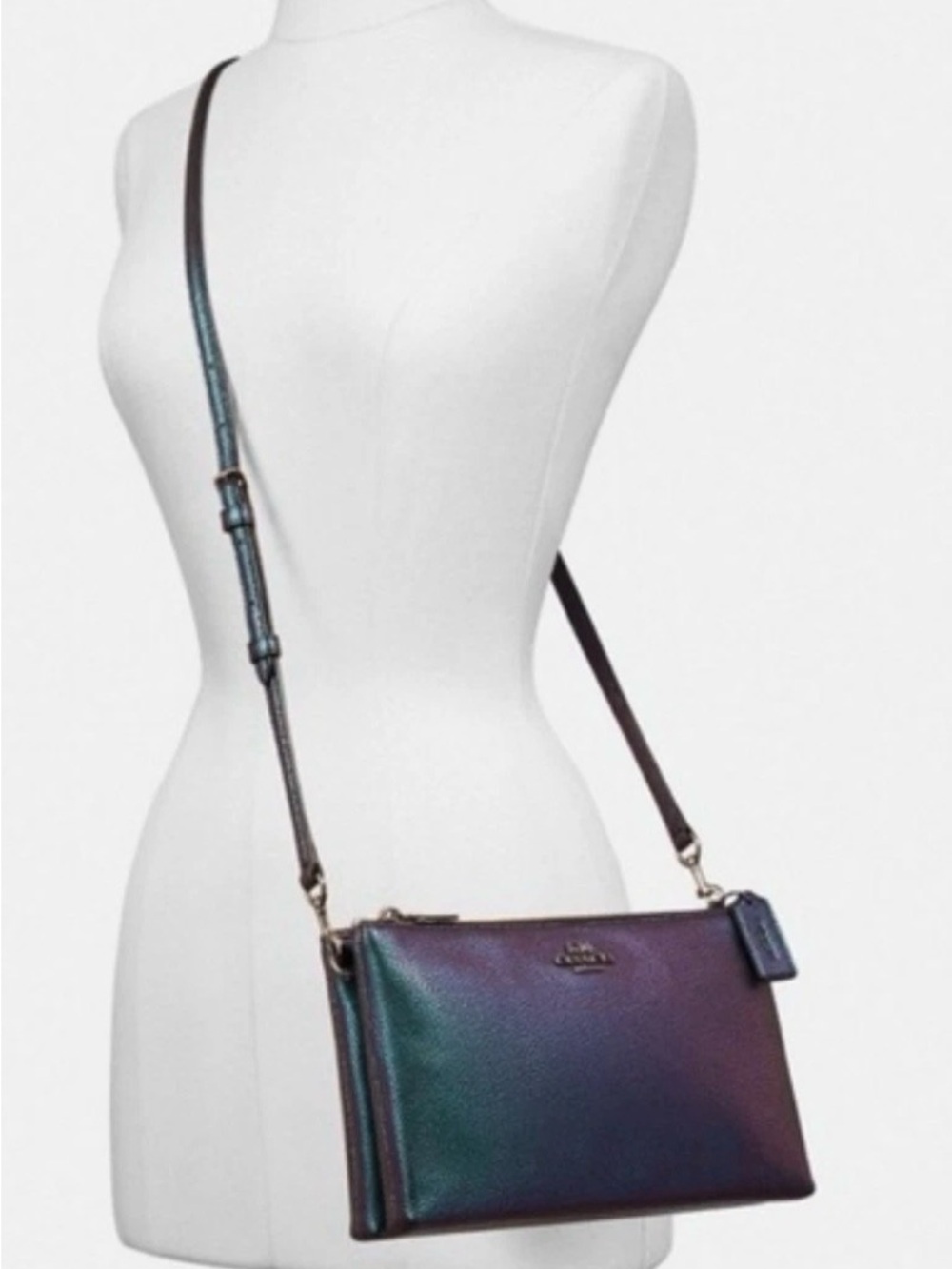 Coach Iridescent Crossbody Bag in Purple and Green